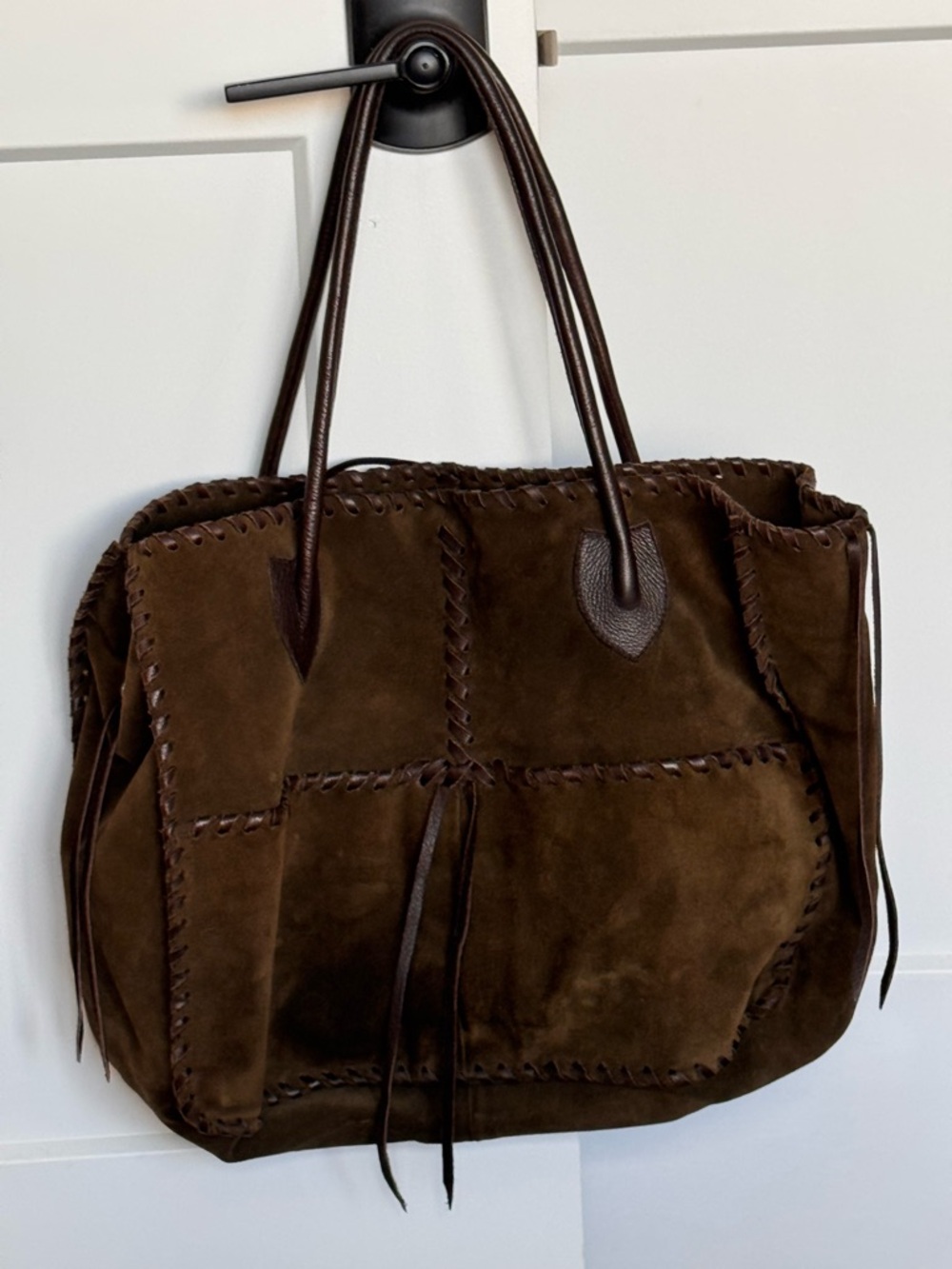Carla Mancini Vintage Suede Patchwork Tote - Brown Leather